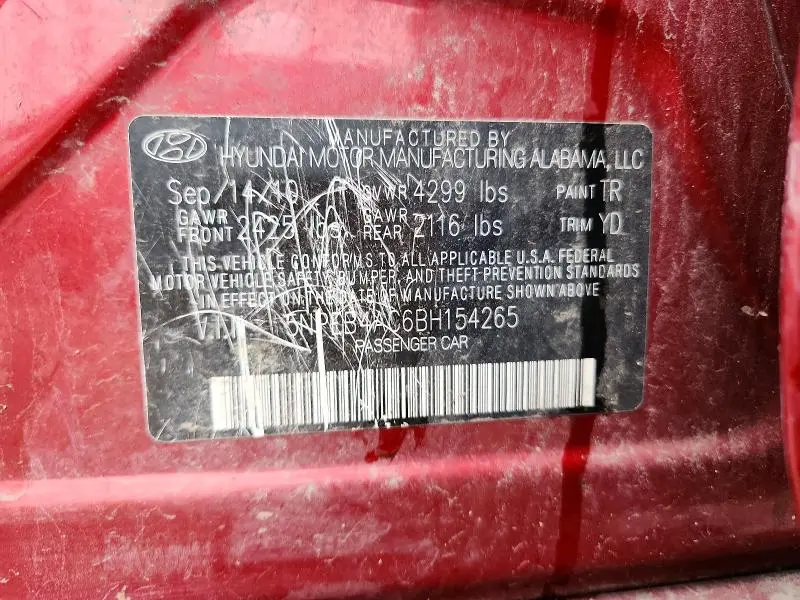 2011 HYUNDAI SONATA GLS  