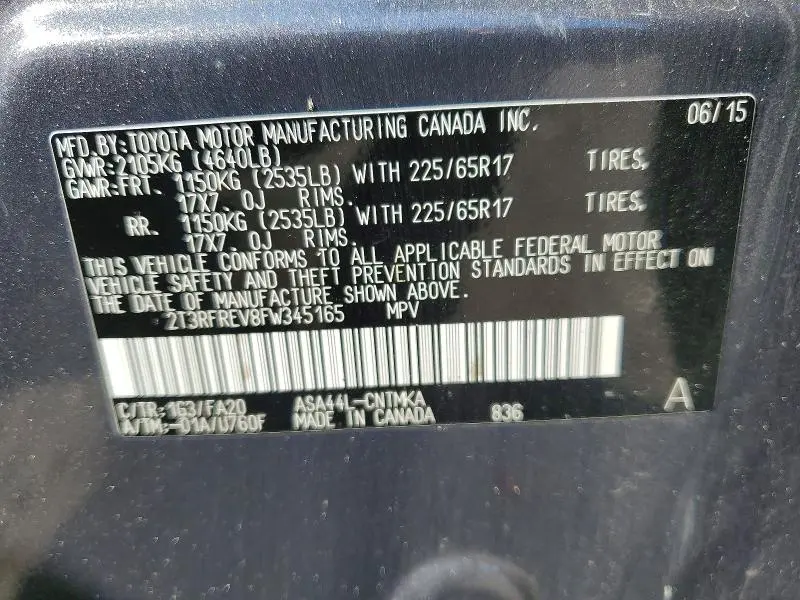 2015 TOYOTA RAV4 XLE  