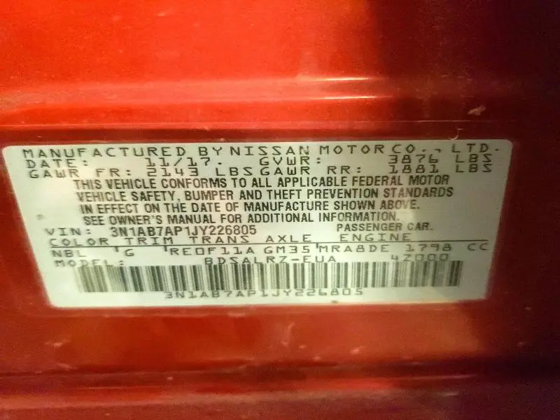 2018 NISSAN SENTRA SR  