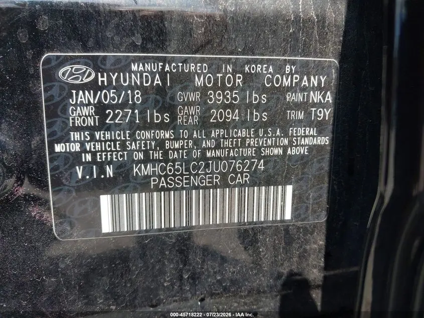 2018 HYUNDAI IONIQ HYBRID BLUE