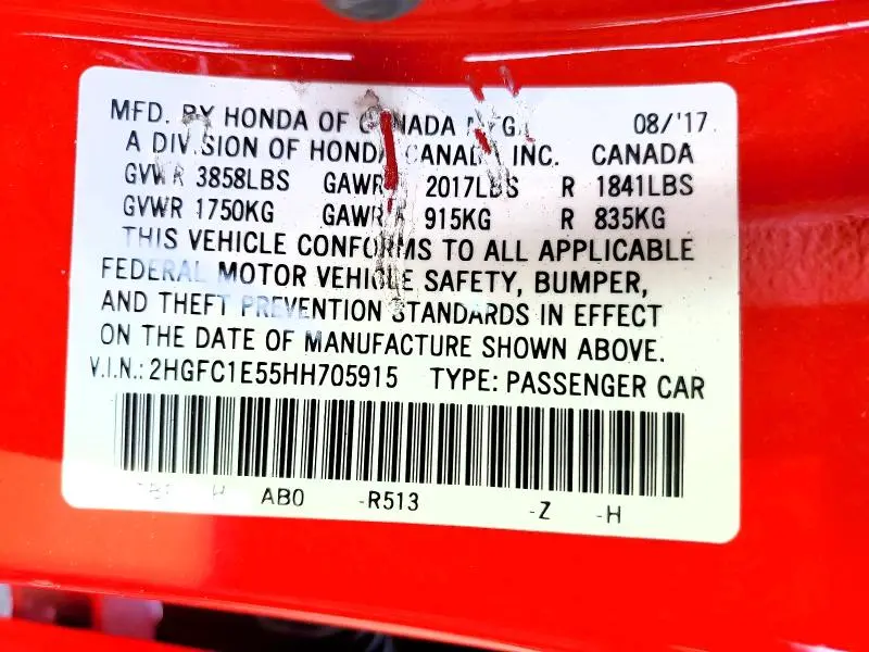 2017 HONDA CIVIC SI  