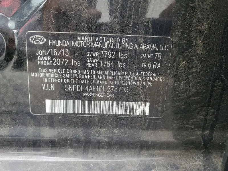 2013 HYUNDAI ELANTRA GLS  