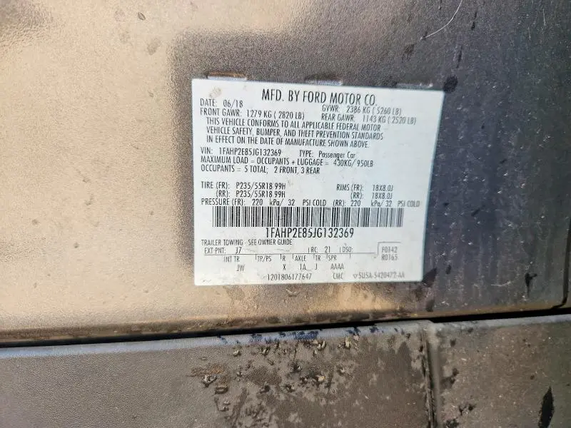 2018 FORD TAURUS SEL  