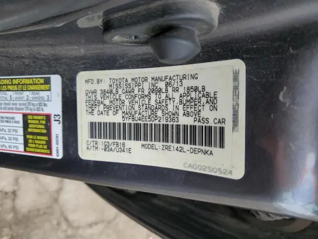 2013 TOYOTA COROLLA BASE