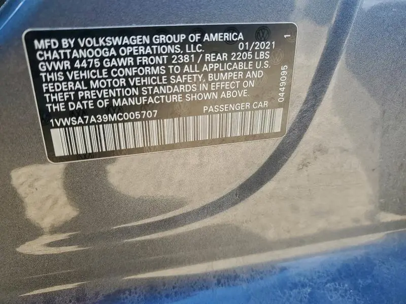 2021 VOLKSWAGEN PASSAT SE  