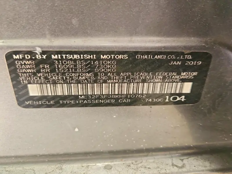 2019 MITSUBISHI MIRAGE G4 ES  