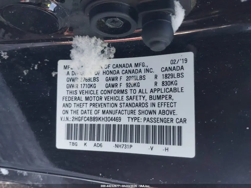 2019 HONDA CIVIC SPORT