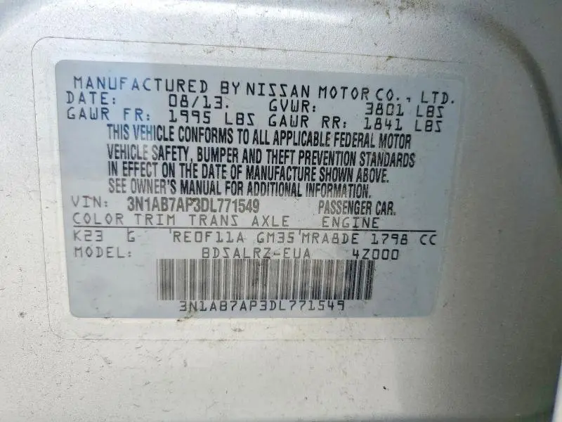 2013 NISSAN SENTRA S  