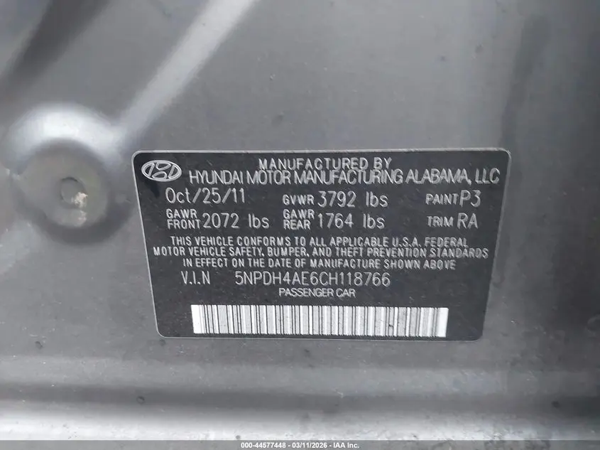 2012 HYUNDAI ELANTRA GLS