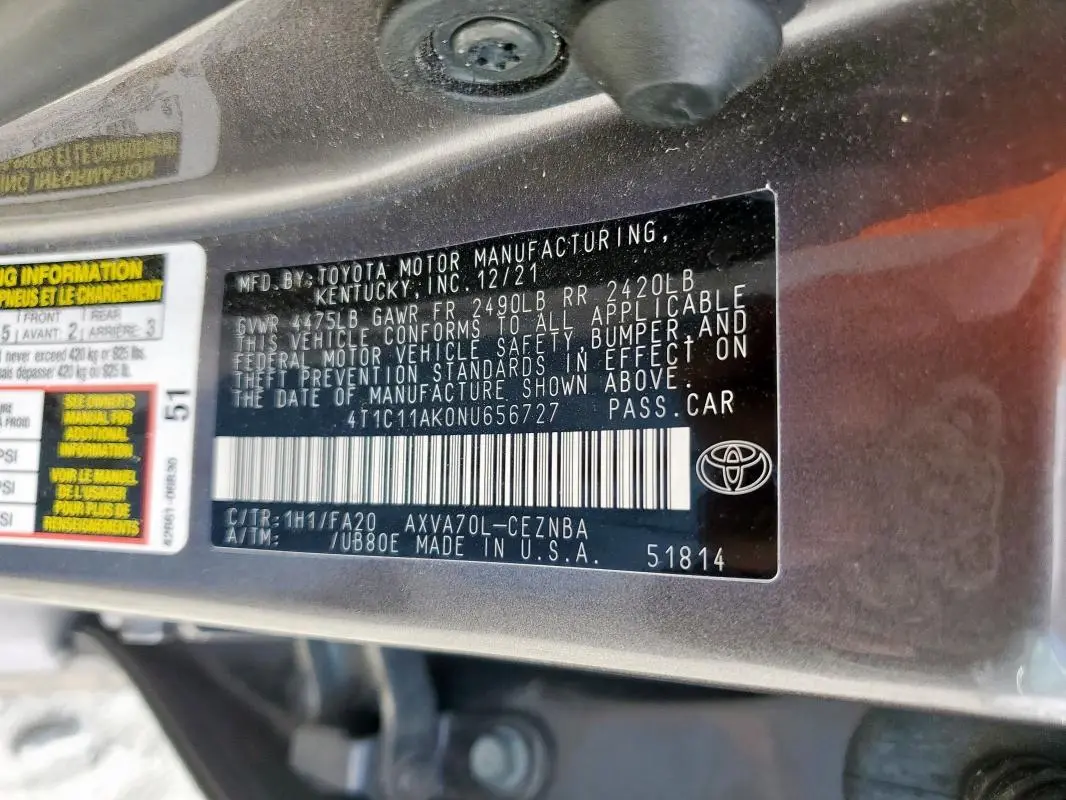 2022 TOYOTA CAMRY LE  