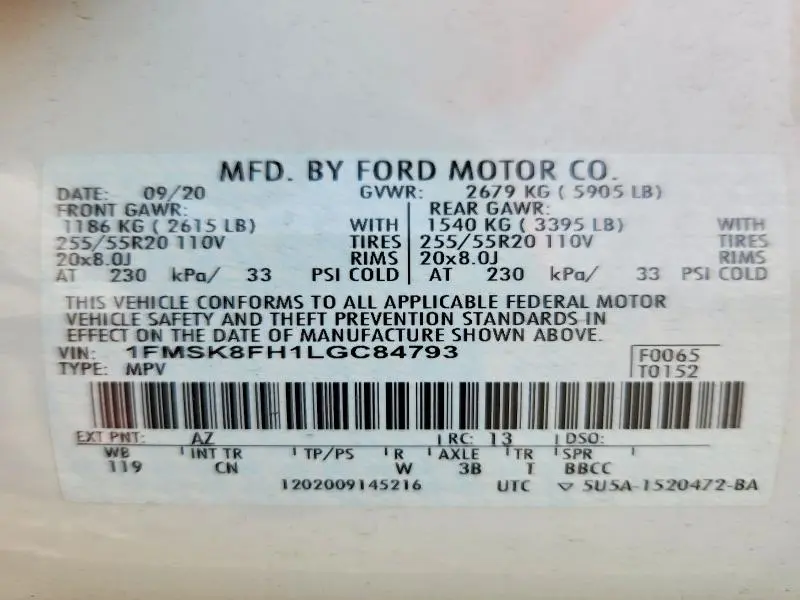 2020 FORD EXPLORER LIMITED  