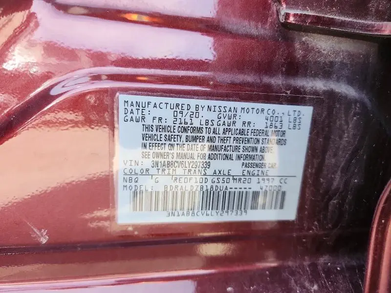 2020 NISSAN SENTRA SV  