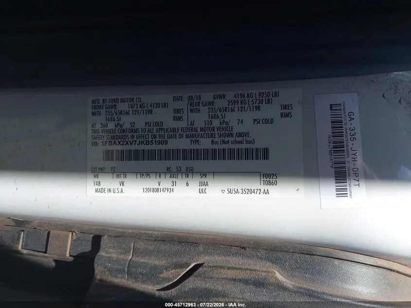 2018 FORD TRANSIT-350 XL