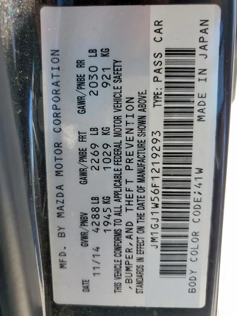 2015 MAZDA 6 GRAND TOURING  