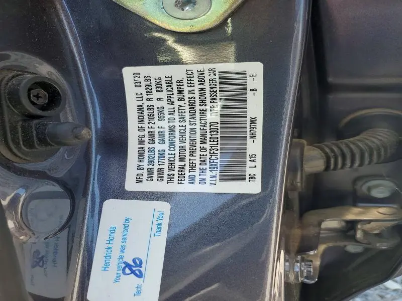 2020 HONDA CIVIC EX  