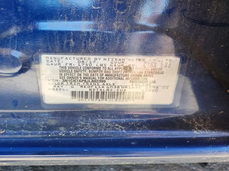2018 NISSAN VERSA SV  