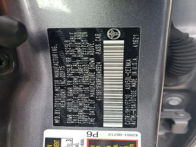 2015 TOYOTA CAMRY LE  