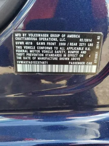 2014 VOLKSWAGEN PASSAT S