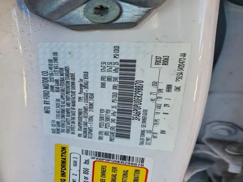 2014 FORD FUSION SE PHEV  