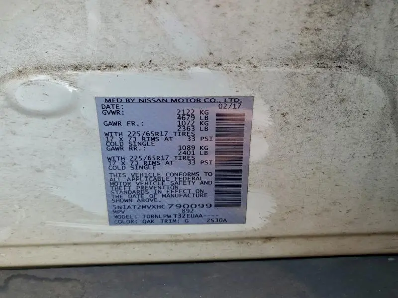 2017 NISSAN ROGUE SV  