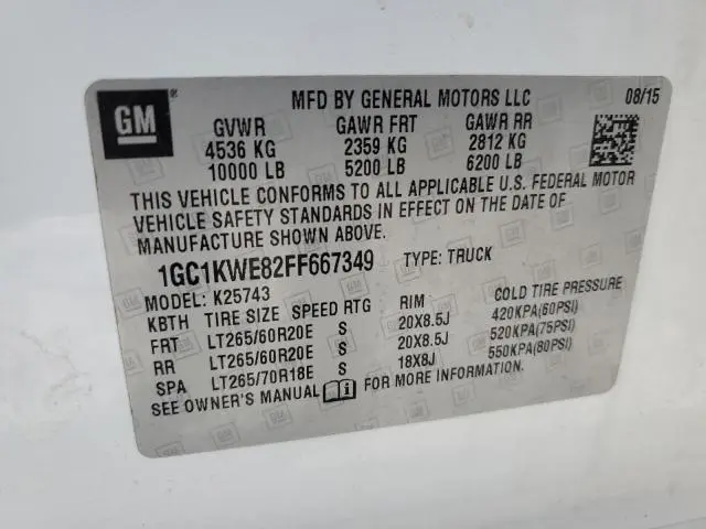 2015 CHEVROLET SILVERADO K2500 HEAVY DUTY LTZ  