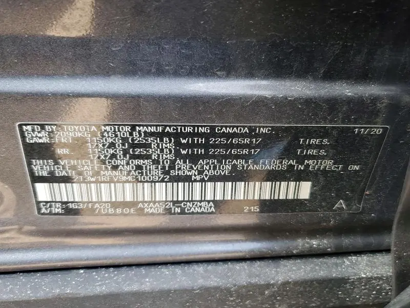 2021 TOYOTA RAV4 XLE  