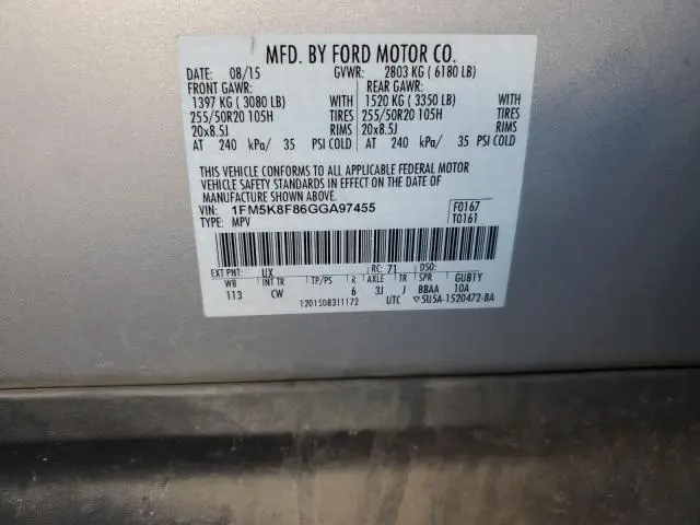 2016 FORD EXPLORER LIMITED  