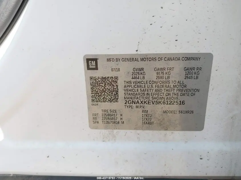 2019 CHEVROLET EQUINOX LT