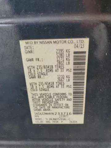 2015 NISSAN MURANO SL  