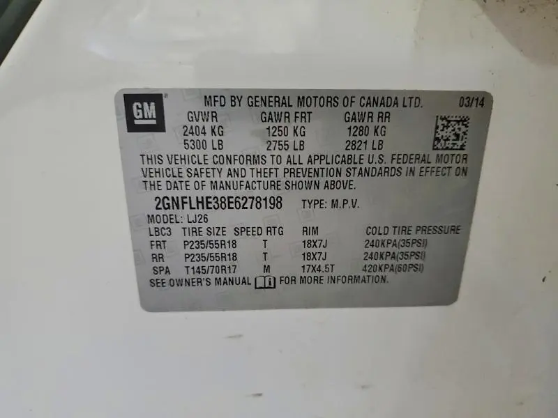 2014 CHEVROLET EQUINOX LTZ  