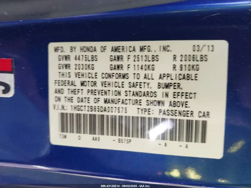 2013 HONDA ACCORD EX-L V-6