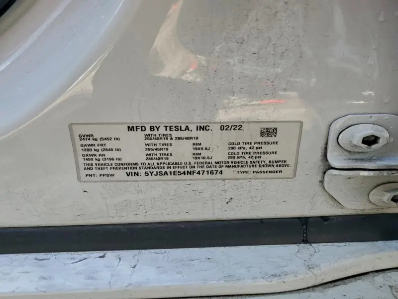 2022 TESLA MODEL S   