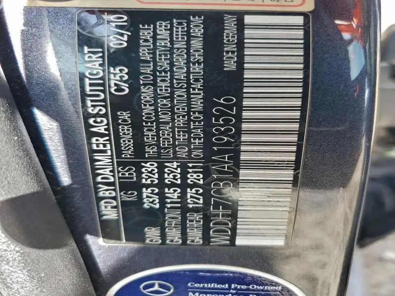 2010 MERCEDES-BENZ E 550  