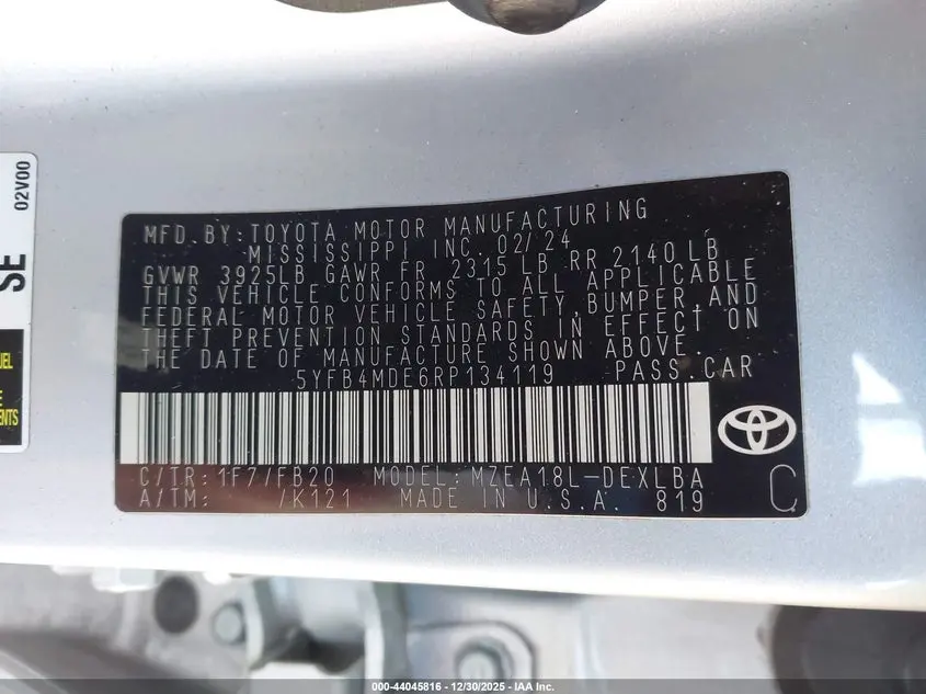 2024 TOYOTA COROLLA LE