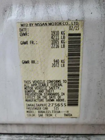 2015 NISSAN ALTIMA 2.5  