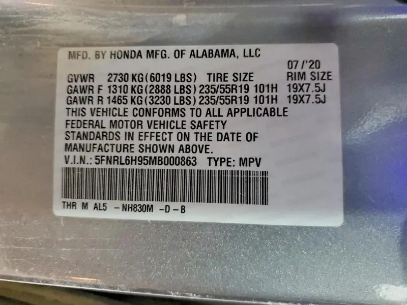 2021 HONDA ODYSSEY ELITE  