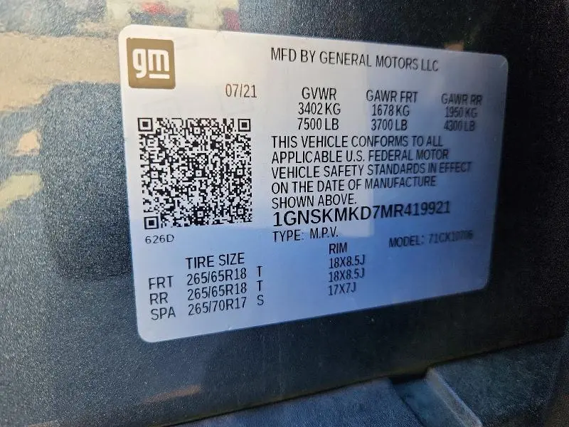 2021 CHEVROLET TAHOE K1500 LS  