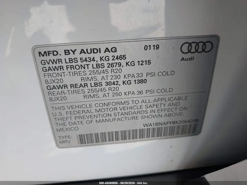 2019 AUDI Q5 45 PREMIUM