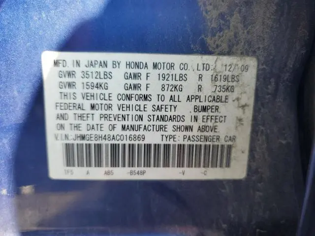 2010 HONDA FIT SPORT  
