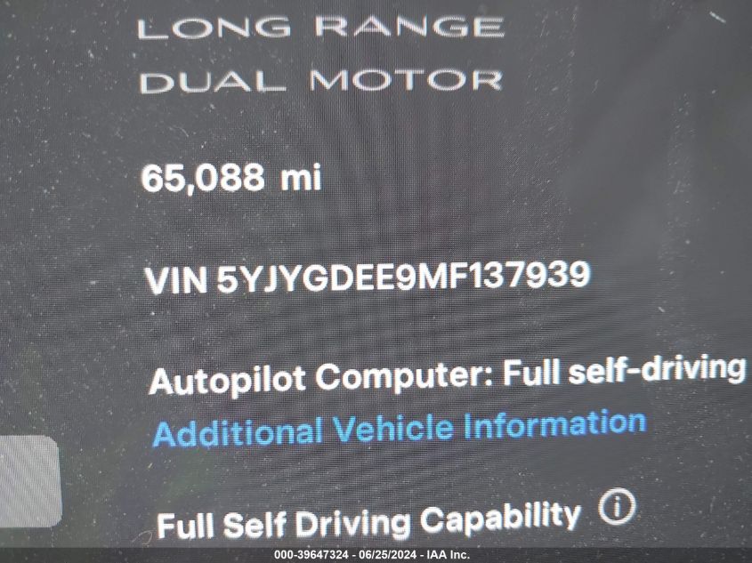 2021 TESLA MODEL Y LONG RANGE DUAL MOTOR ALL-WHEEL DRIVE