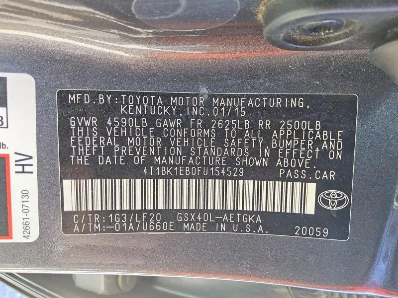 2015 TOYOTA AVALON XLE PREMIUM  