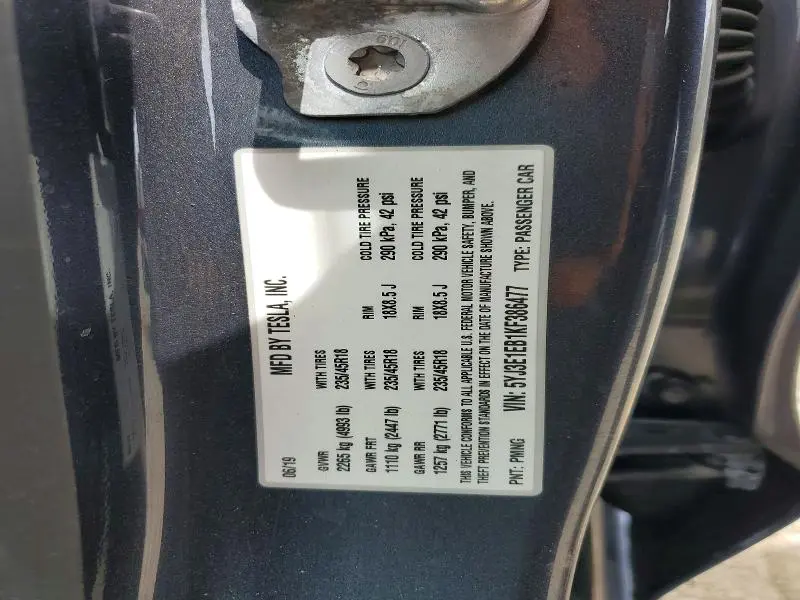 2019 TESLA MODEL 3   