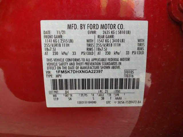 2022 FORD EXPLORER XLT  