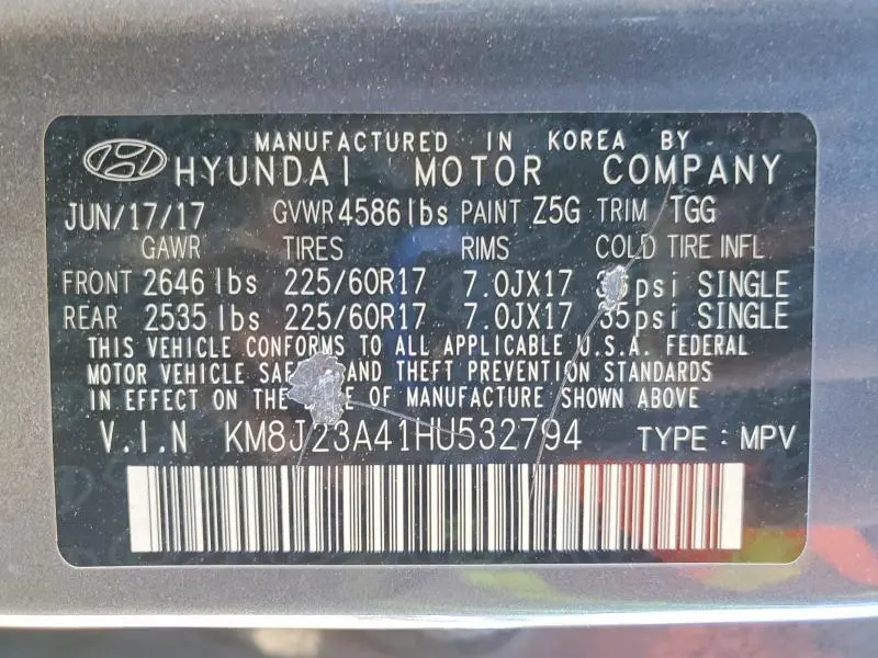 2017 HYUNDAI TUCSON SE  