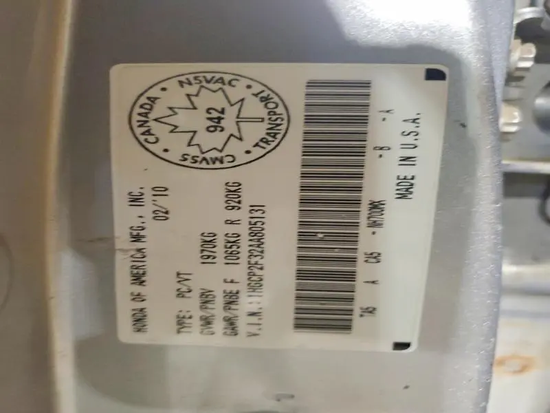 2010 HONDA ACCORD LX  