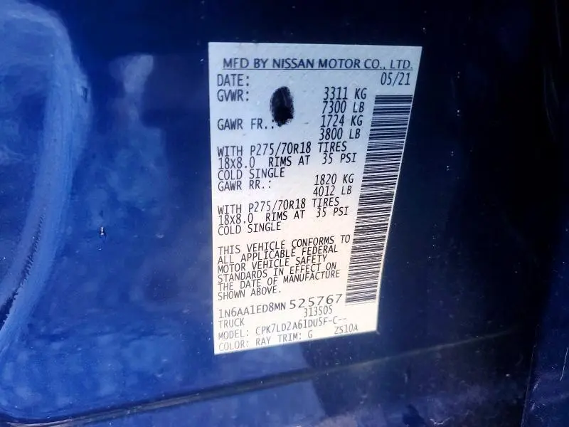 2021 NISSAN TITAN SV  