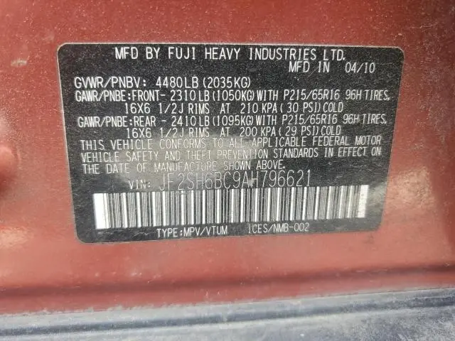 2010 SUBARU FORESTER XS  