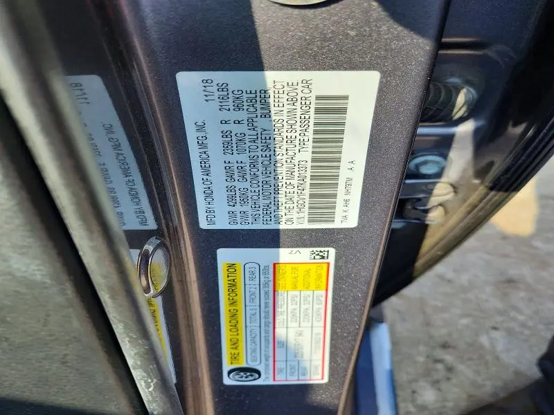 2019 HONDA ACCORD EX  