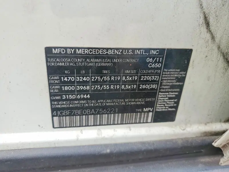 2011 MERCEDES-BENZ GL 450 4MATIC  