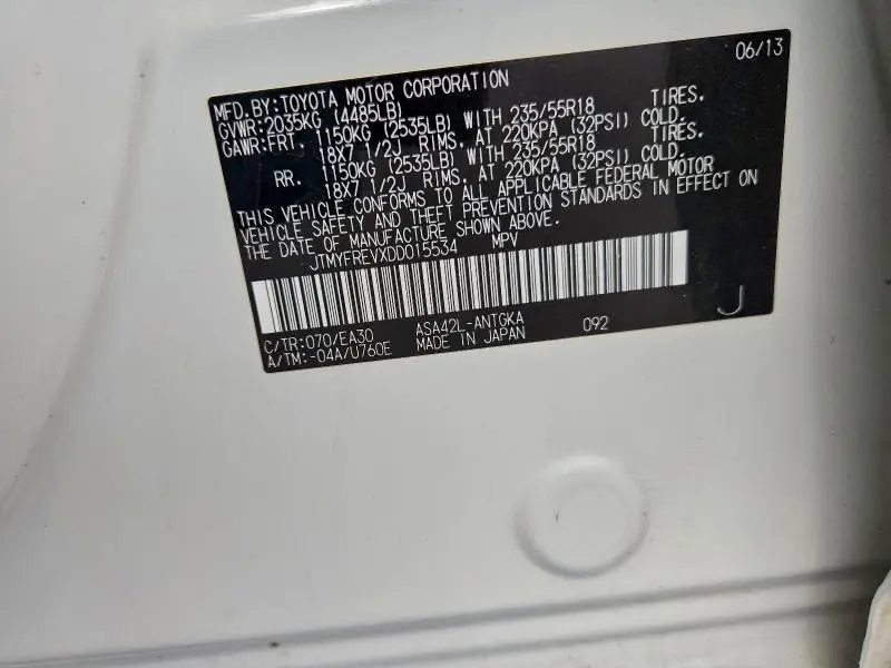 2013 TOYOTA RAV4 LIMITED  